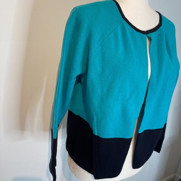 Liz Claiborne Blue and Black Cardigan Sweater size Large - Picture 2 of 4